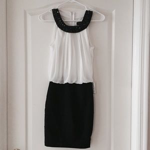 Black and White Beaded Homecoming Dress